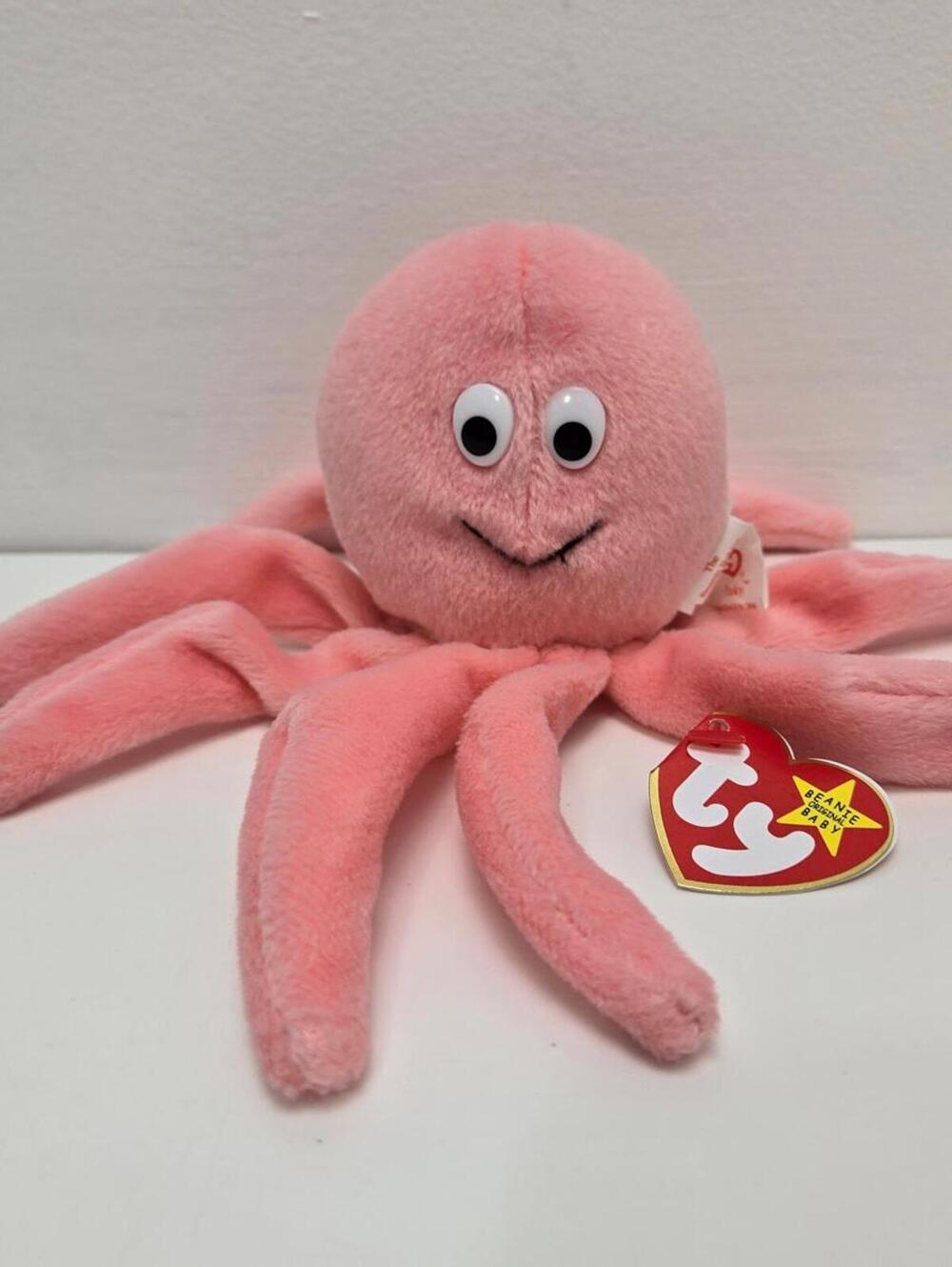 Ty Beanie Baby “Inky” the adorable pink smiling octopus (6.5 inch)